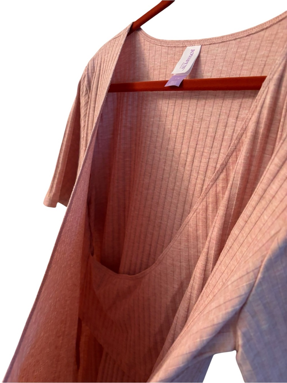 JOYSPUN Maternity Ribbed Two-Piece Set in Blush Pink L/XL - Picture 5 of 13